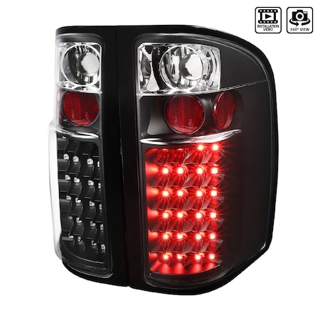 Spec-D Tuning 07-13 Chevrolet Silverado LED Tail Lights Black LT-SIV07JMLED-V2-TM